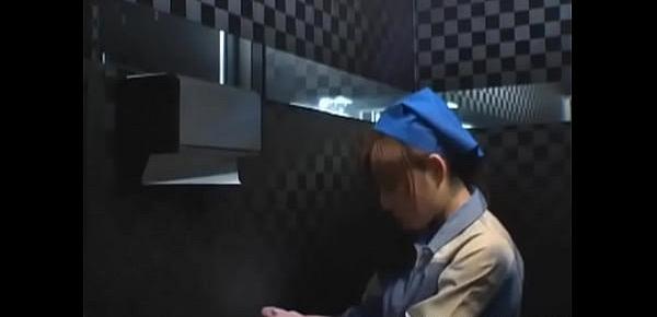  Real real asian attendant is cleaning